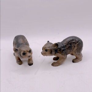 Vintage Josef Brown Grizzly Bear Cub Figurine Set Lot Collectible Decor Japan